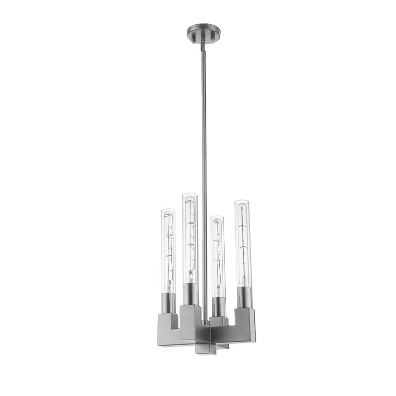 Luminaire suspendu 4 lumières à DEL pour îlot de cuisine, Nickel brossé