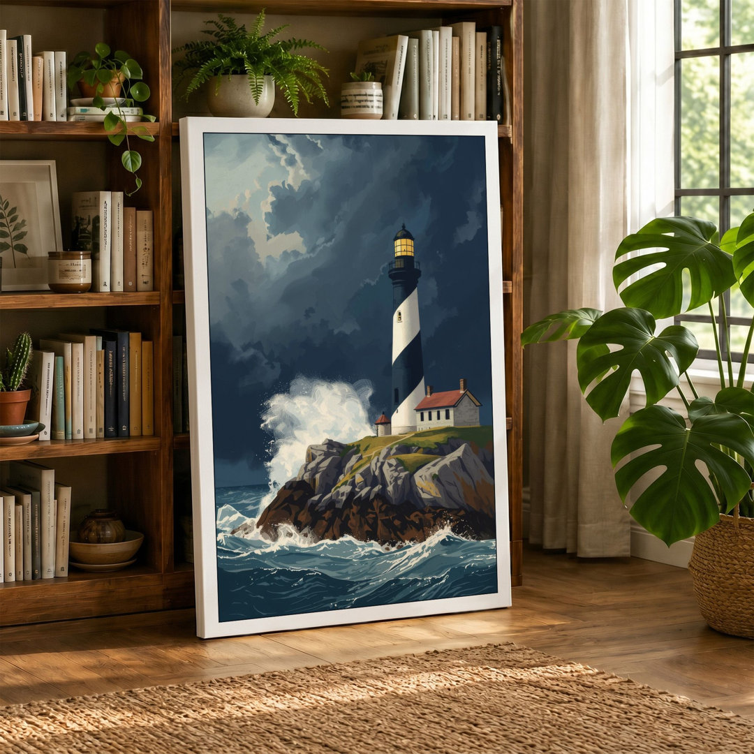 Lighthouse in Storm Coastal - Wrapped Canvas
