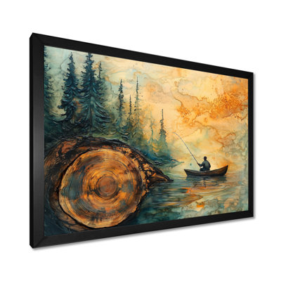 Gerrid pêche tranquillité rivière paysage II - bateau pêche art mural