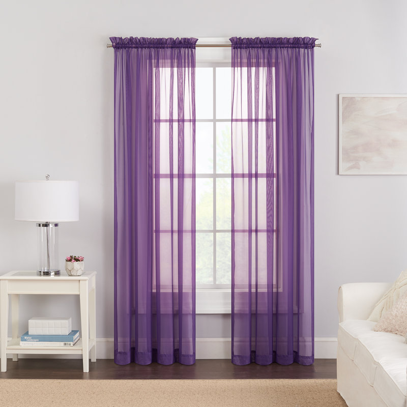 Kober Sheer Curtain Panel Pair, Purple, 59"W x 95"L