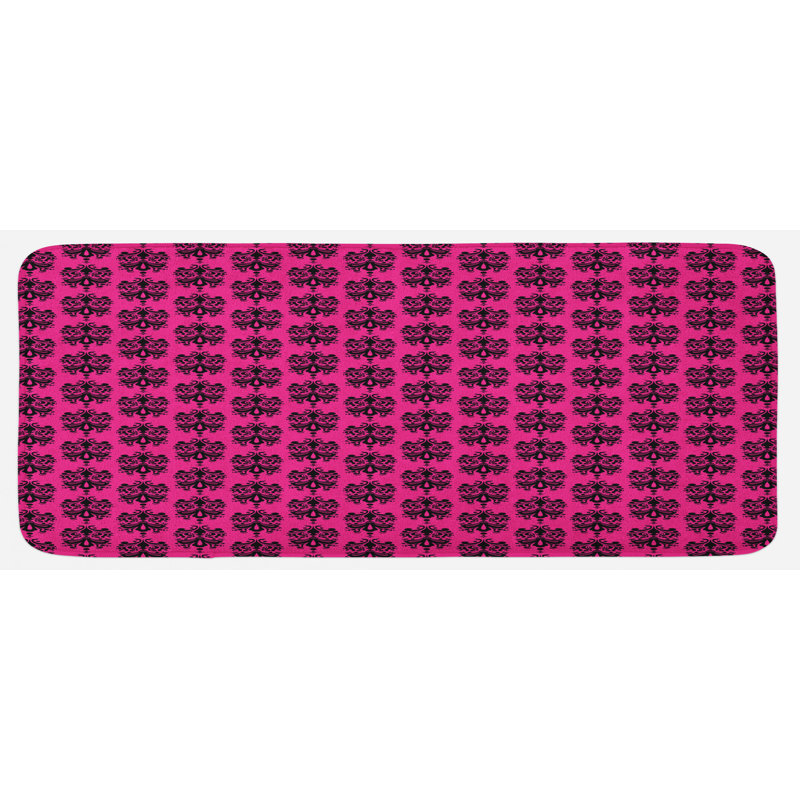 Tapis de cuisine noir très oriental noir à thème est de style orientale damassé