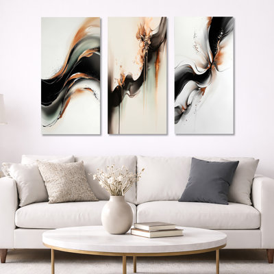 Quantum Flux of Marble Storm - ensemble d'art mural encadré en marbre gris abstrait de 3