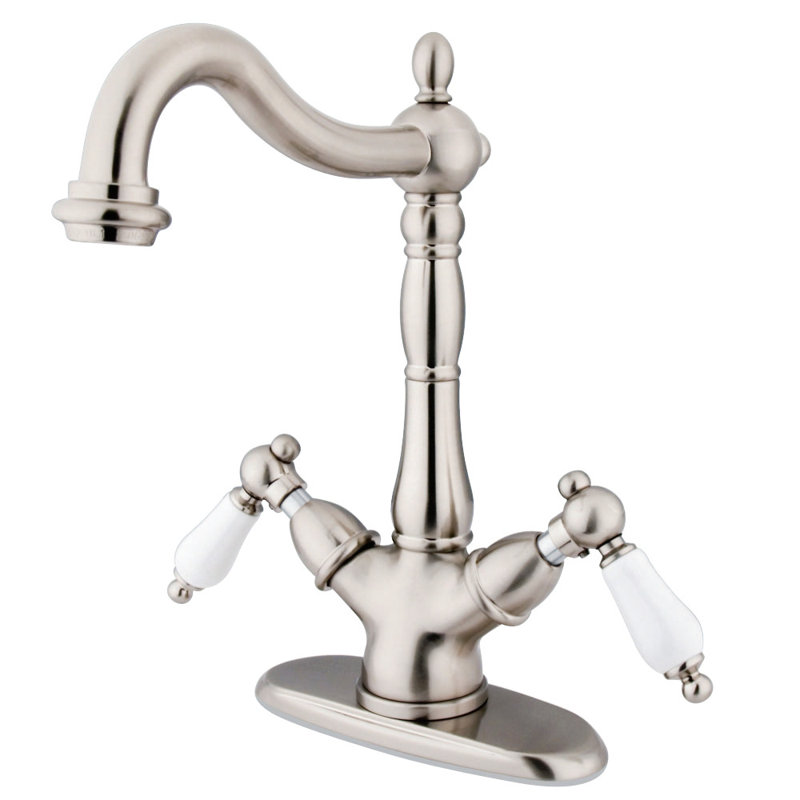 Kingston Brass Heritage Two-Handle 1-or-3 Hole Deck Mount Vessel Faucet, Brushed Nickel
