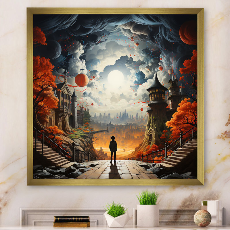 Sci Fi Odyssey City III sur toile, H 36 po x l 36 po x P 1,5 po, Cadre doré à une seule photo