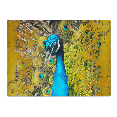Dazzling Peacock Bird  Glass Chopping Board