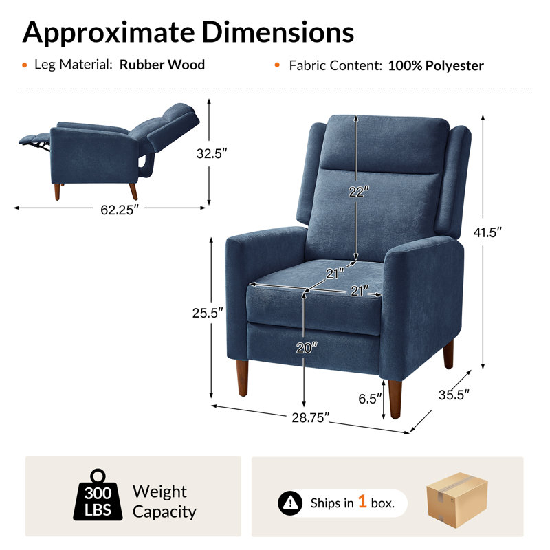 Fauteuil inclinable de 27 po Adana, Marine