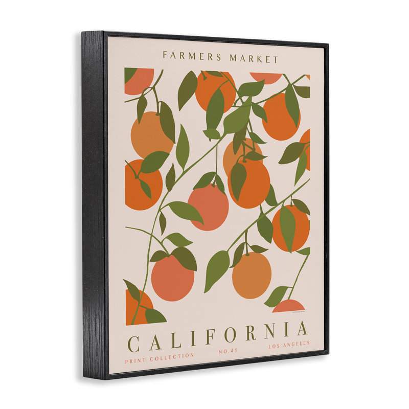 «California Farmers Market» par Kamdon Kreations, H 30 po x l 24 po, Giclée encadrée noir minuit