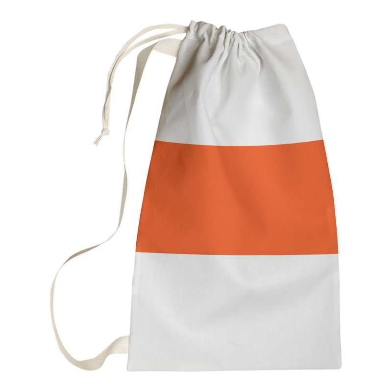 Fabric Laundry Bag with Handles, 36" H x 28" W x 1.5" D, White/Orange/White