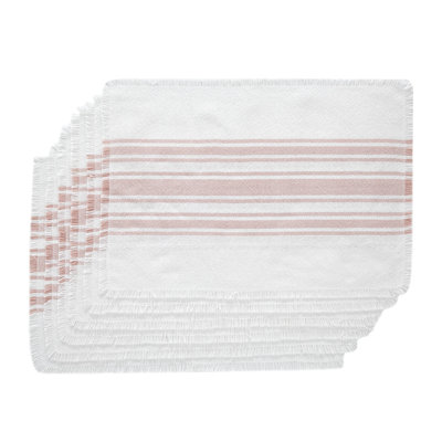 Antique White Stripe Striped Rectangle Placemat