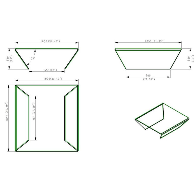 Titan Glass Coffee Table, 40" W x 42" L x 12.5" H
