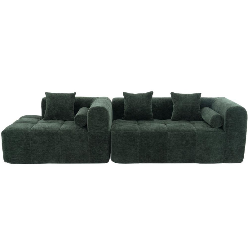 2 - Piece Upholstered Sectional, Green Chenille