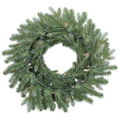 Couronne de Noël épinette artificielle bleue pré-éclairée