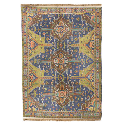 Hand Knotted Wool Area Rug in Multi