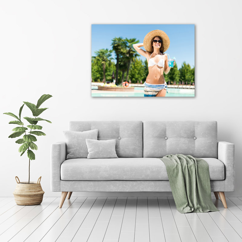 Woman By The Pool - Unframed Art Prints on Glass