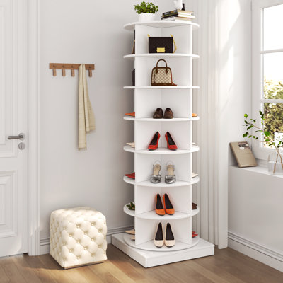 Armoire à chaussures rotative 360 avec 7 couches, pouvant contenir 28 paires, étagère décorative à 7 couches peu encombrante, accessoire