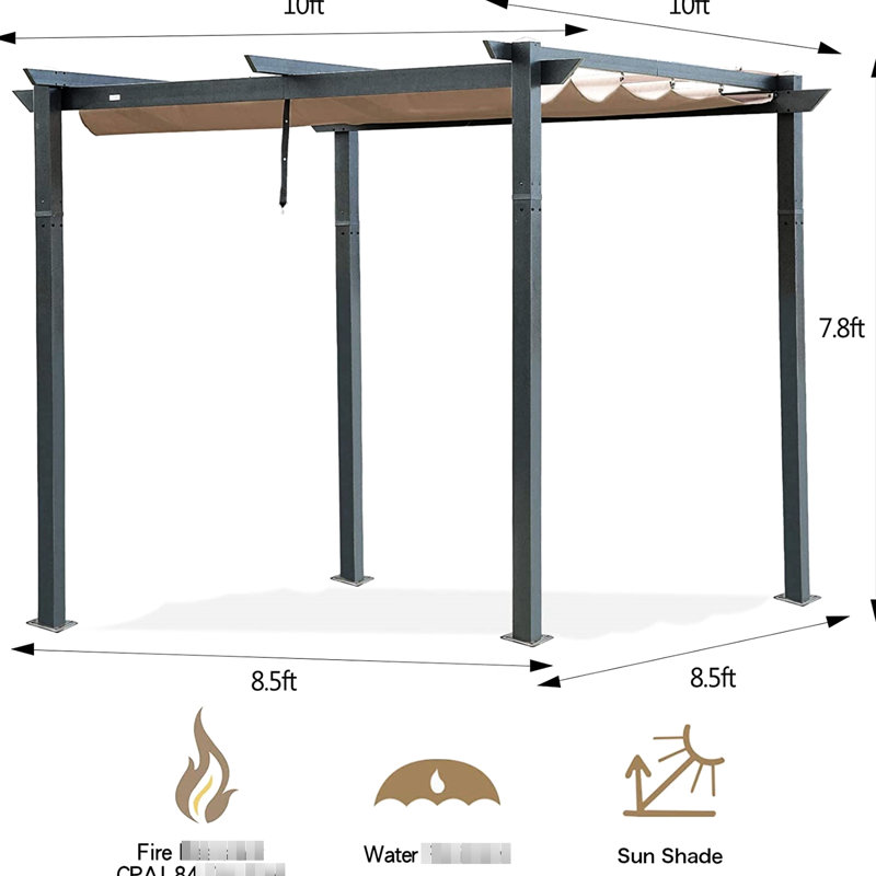 Intempéries - Pergola de patio extérieur - Abri de cour en aluminium à auvent rétractable