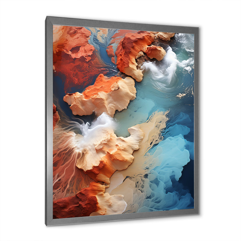 Vue aérienne de la plage bleue bleue III - plage, art mural, Cadre photo argenté, H 32 po x l 16 po x P 1 po