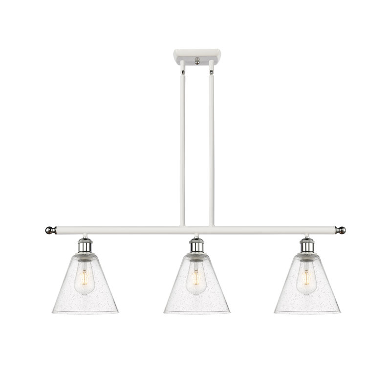 Luminaire suspendu linéaire à 3 lumières pour îlot de cuisine Angelissa, Ampoule non incluse, H 44,25 po x l 36 po x P 8 po