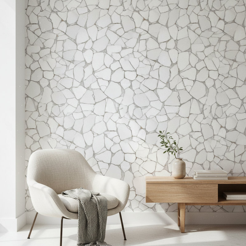 Papier peint pierre moderne blanc