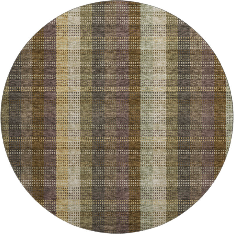 Premium Machine Washable Prisco Brown Rug, Round 8'