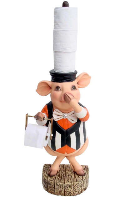 Jesslin Pig Toilet Paper Holder Statue