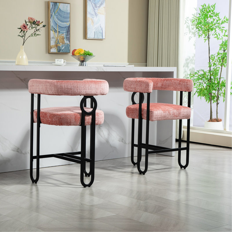 Chaises de bar modernes à coussins épais, Rose