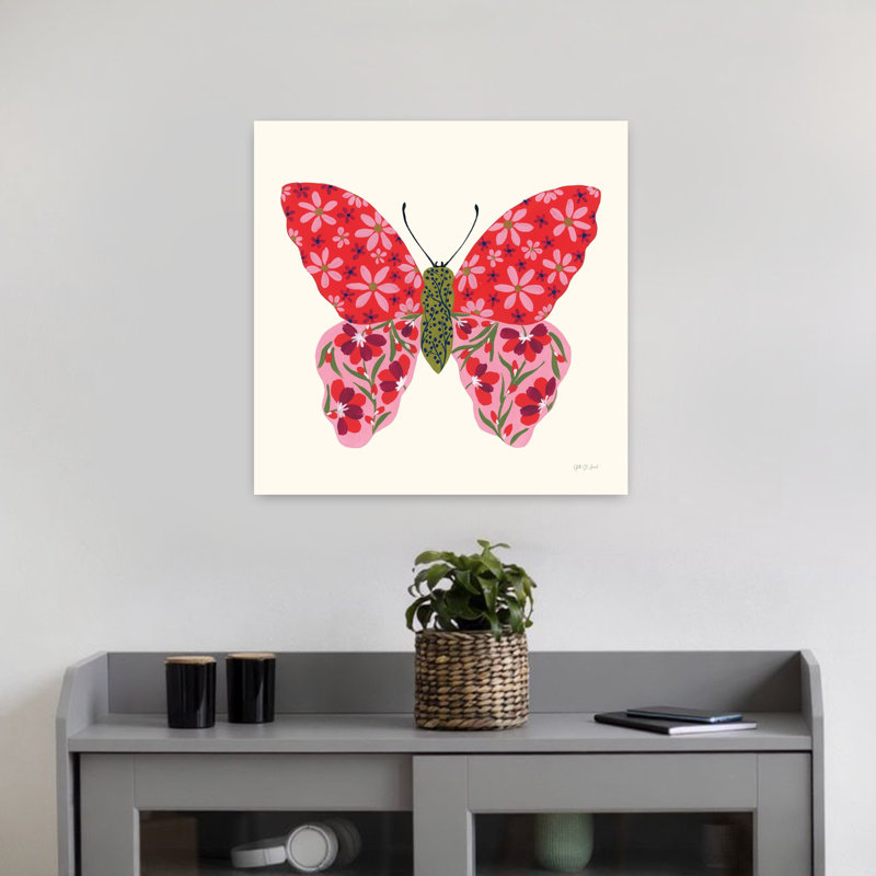 Art floral en forme de papillon II, H 18 po x l 18 po