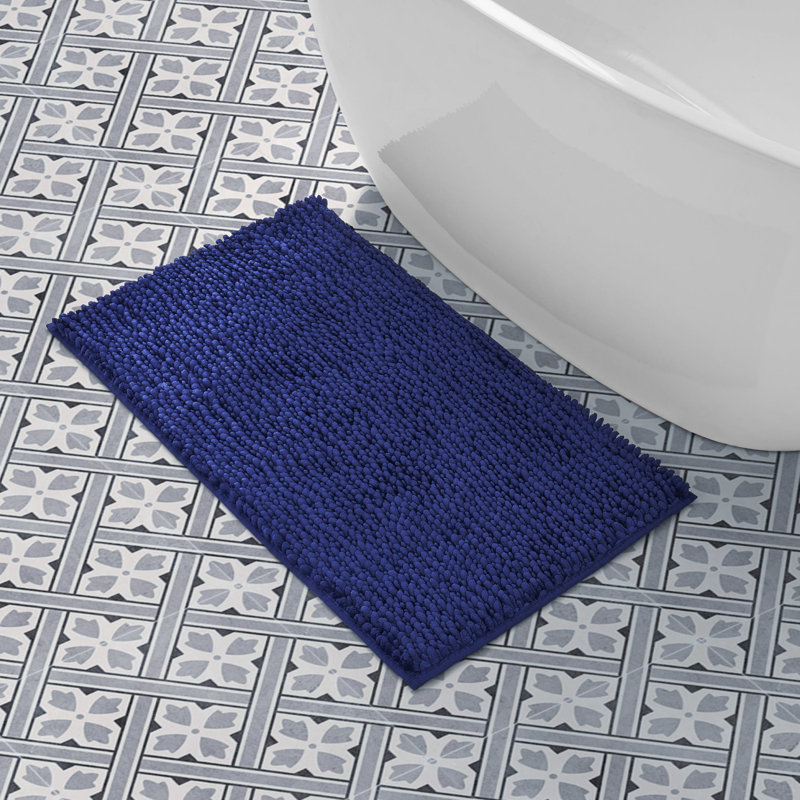 Laura Ashley Butter Chenille Bath Rug, 20" W x 34" L, Black