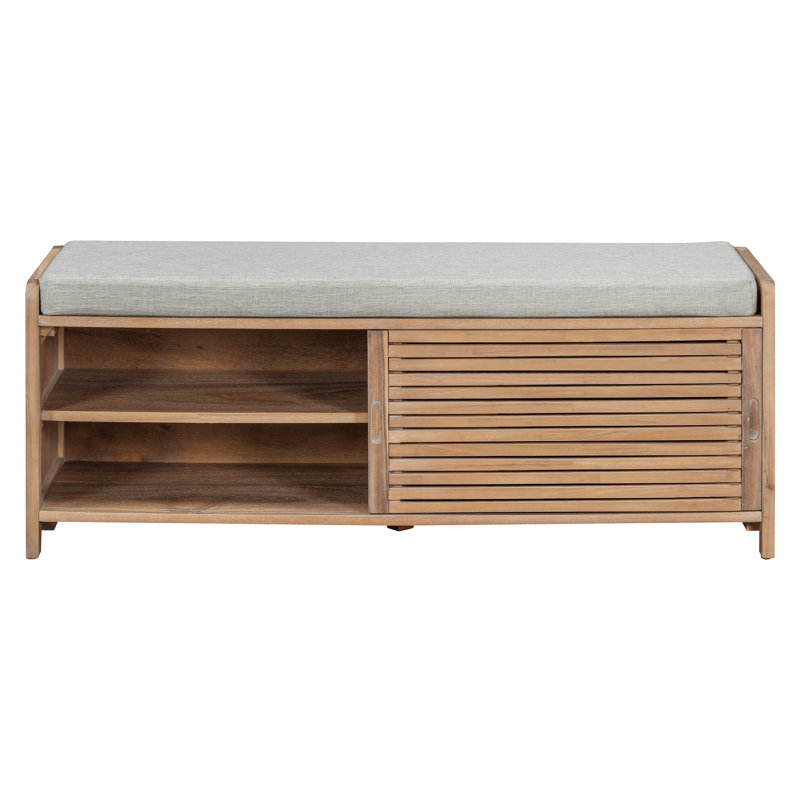 Banc de rangement 43 po patiné avec rangement, Naturel