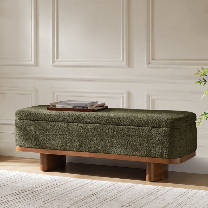 Banc de rangement Cheryle Modern l 57 po Boucle, Vert
