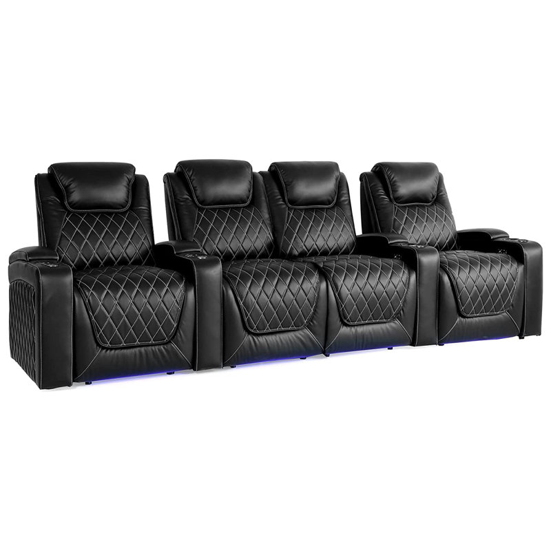 Valencia Theater Seating 124'' Wide Genuine Leather Home Theatre Sofa ...