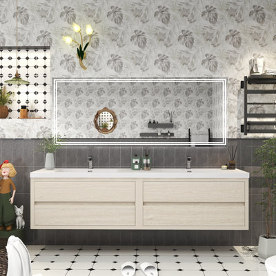 Deshler 83.5'' Double Bathroom Vanity with Acrylic Top