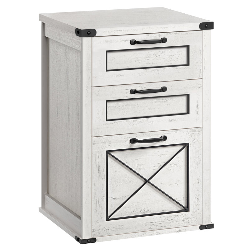 17.7 Wide 3 Drawers Filing Cabinet, White