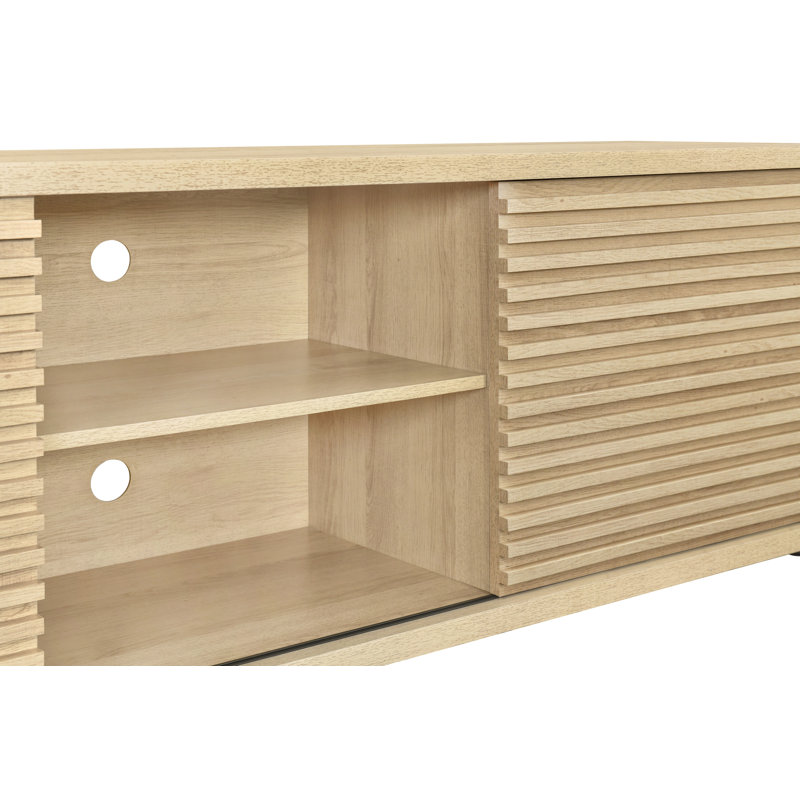 Meuble télé Abba de 67,7 po de style Mid-Century moderne avec rangement et tablettes pour téléviseurs de 75 po ou moins Abba
