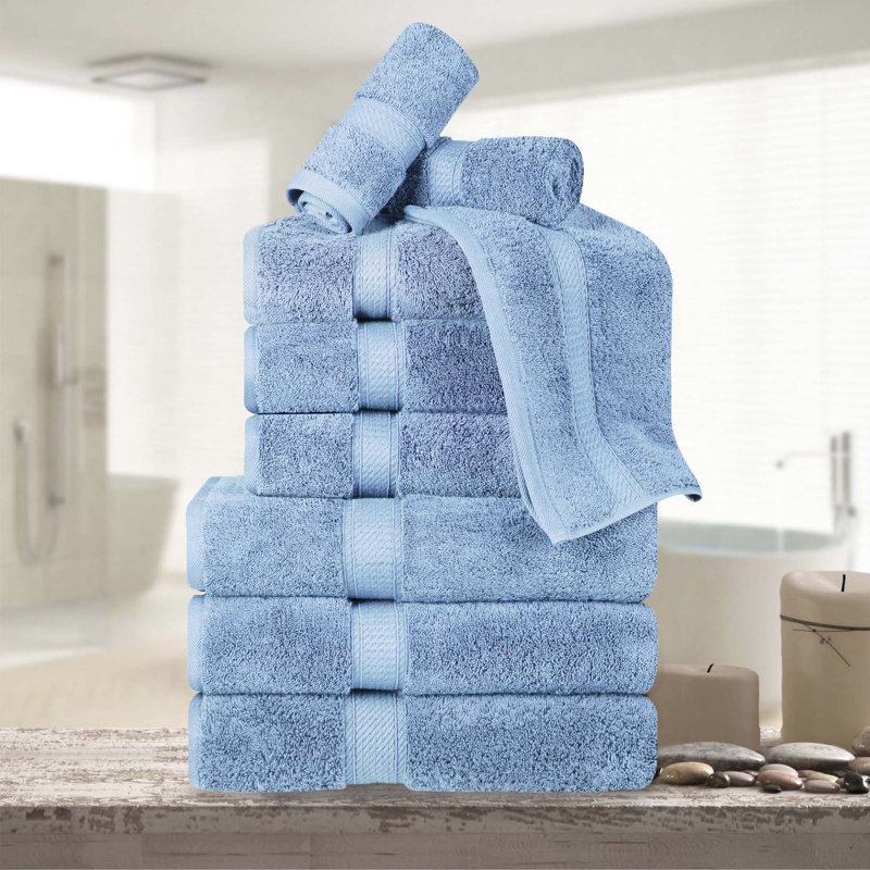 Scotia Egyptian Cotton Bath Towel Set, Light Blue, 9Pc Towel Set  (3Bath, 3Hand, 3Face)