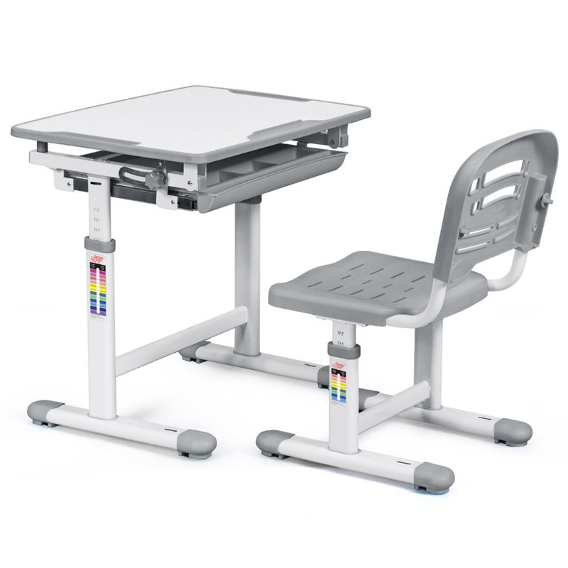 Erico 66cm Art Desk Chair Set, White/Grey