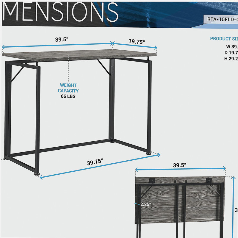 Table pliante peu encombrante, gris