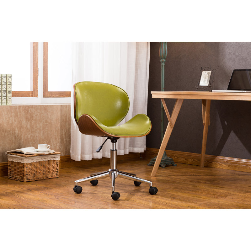 Chaise de bureau en similicuir avec base en chrome Bradford, Vert
