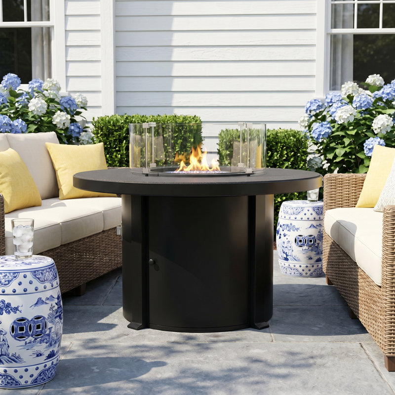 Townsend Round Aluminum Smokeless Fire Pit Table with Hidden Fuel Tank, Dark Gray