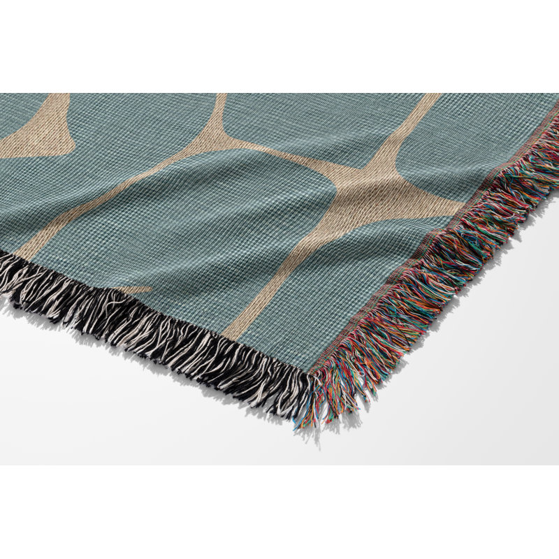 Jeté 100% coton abstrait Mola, L 60 po x l 50 po, Bleu / Beige