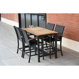 Tribeca Outdoor 5 - Piece Teak Aluminum Counter Height Narrow Bar Set