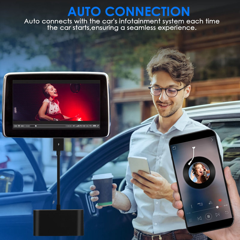 Adaptateur sans fil Android pour système d'infodivertissement dans la voiture 5GHz WiFi, Noir