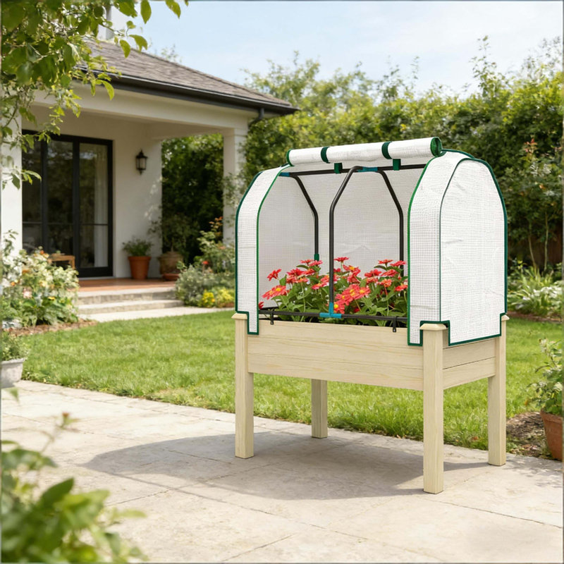 Jardinière compacte, jardin surélevé pour l'extérieur, Bois naturel