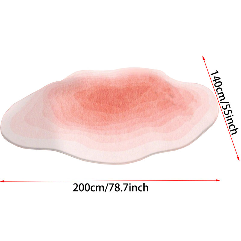 Tapis moderne abstrait, tapis à dégradé irrégulier pour le salon, tapis de chevet en forme de nuage, grand espace lavable antidérapant pour la cuisine du dortoir de l'entrée de la chambre à coucher, 200 x 300 cm / rose