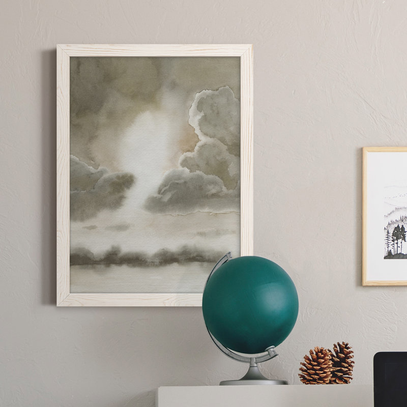 Toile encadrée de qualité supérieure sépia Sky I - prête à être accrochée, H 23 po x l 32 po x P 1 po, Cadre blanc
