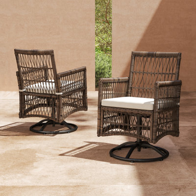 Swivel Patio Dining Armchair With Seat Cushions 