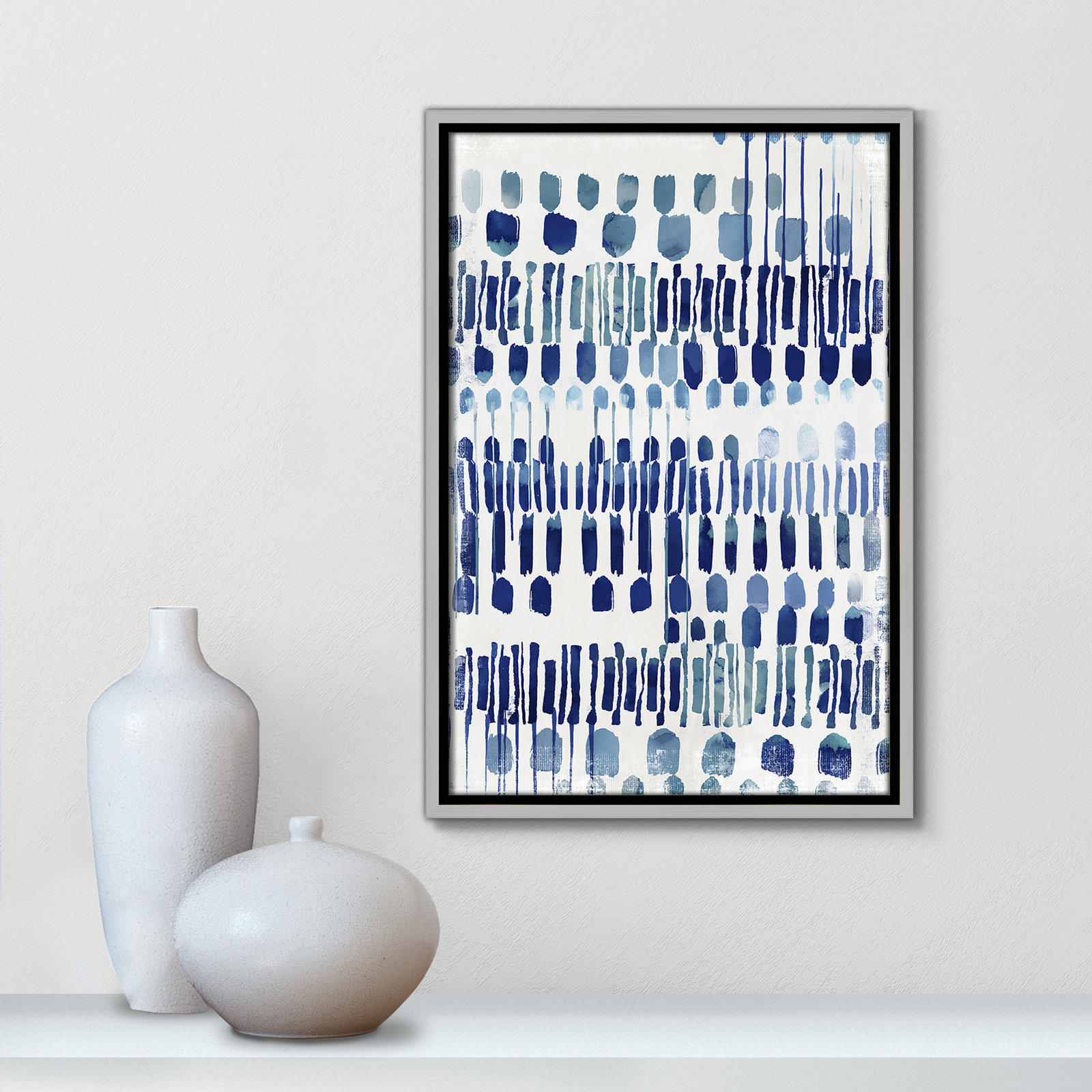 Fynn "Continuously I" Painting by Eva Watts, Silver Framed Canvas, No Matte, 19.5" H x 13.5" W x 2" D