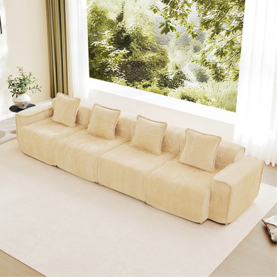 Canapé modulaire 4 places, canapé moderne avec coussins décoratifs