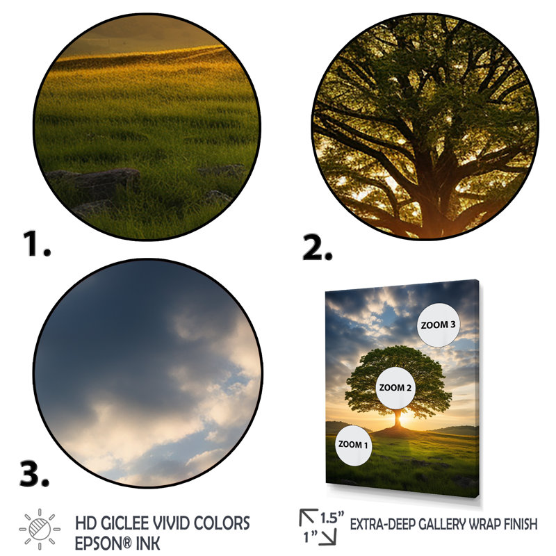 «Summer Solitude Tree Glow» sur toile, Cadre photo noir, H 20 po x l 12 po x P 1 po