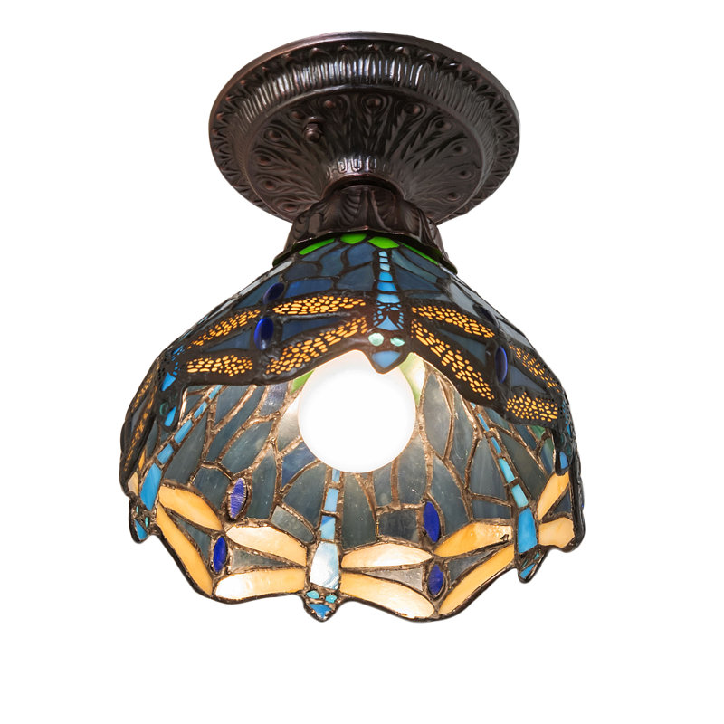 1 - Light Flush Mount, Blue/Green/Beige